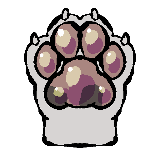 a white paw with brown and pink pawpads. its claws are unsheathed and white